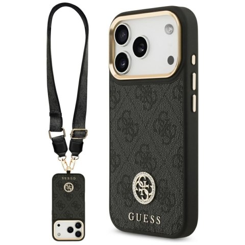 Etui Guess 4G Strass Logo & Big Strap Metal Buttons MagSafe do iPhone 17 Pro czarny