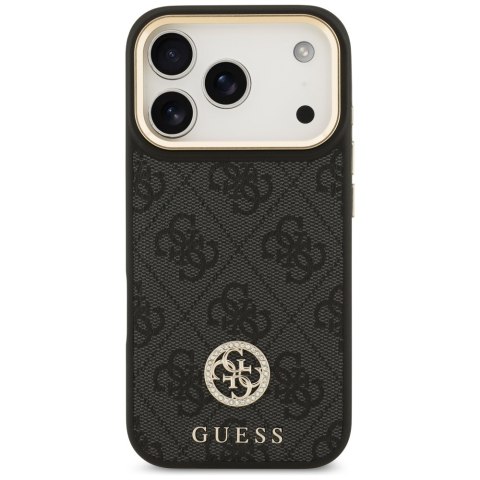 Etui Guess 4G Strass Logo & Big Strap Metal Buttons MagSafe do iPhone 17 Pro czarny