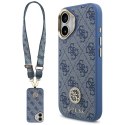 Etui Guess 4G Strass Logo & Big Strap Metal Buttons MagSafe do iPhone 17 niebieski