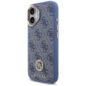 Etui Guess 4G Strass Logo & Big Strap Metal Buttons MagSafe do iPhone 17 niebieski