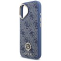 Etui Guess 4G Strass Logo & Big Strap Metal Buttons MagSafe do iPhone 17 niebieski