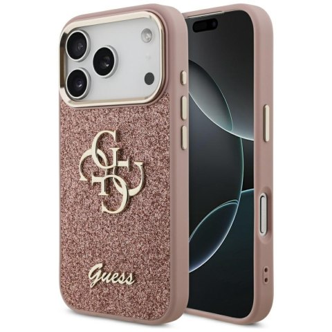 Etui Guess Fixed Glitter Big 4G Metal Frame do iPhone 17 Pro różowy