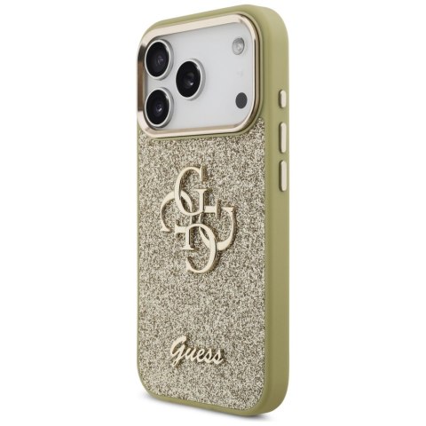Etui Guess Fixed Glitter Big 4G Metal Frame do iPhone 17 Pro złoty