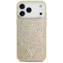 Etui Guess Glitter Triangle Logo MagSafe do iPhone 17 Pro Max złoty