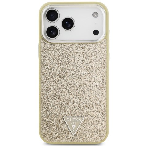 Etui Guess Glitter Triangle Logo MagSafe do iPhone 17 Pro Max złoty