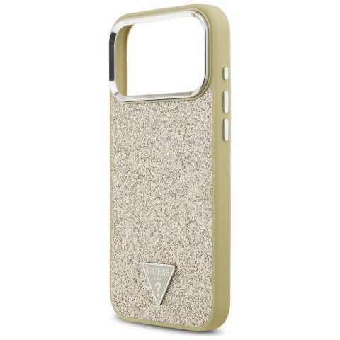 Etui Guess Glitter Triangle Logo MagSafe do iPhone 17 Pro Max złoty
