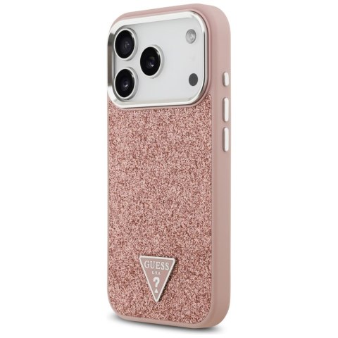 Etui Guess Glitter Triangle Logo MagSafe do iPhone 17 Pro różowy