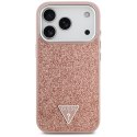 Etui Guess Glitter Triangle Logo MagSafe do iPhone 17 Pro różowy