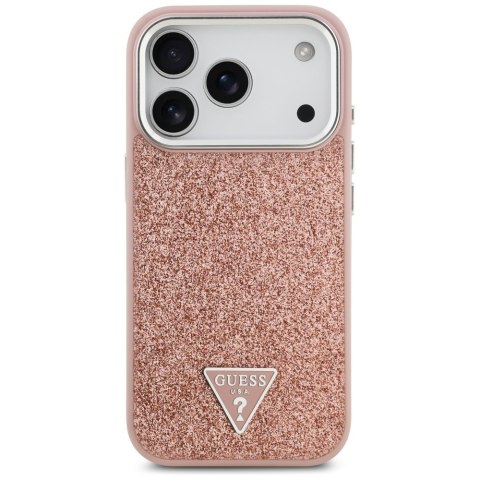 Etui Guess Glitter Triangle Logo MagSafe do iPhone 17 Pro różowy