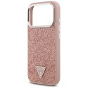 Etui Guess Glitter Triangle Logo MagSafe do iPhone 17 Pro różowy
