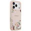 Etui Guess Grained Flowers Classic Logo MagSafe do iPhone 17 Pro Max różowy