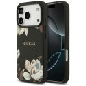 Etui Guess Grained Flowers Classic Logo MagSafe do iPhone 17 Pro czarny