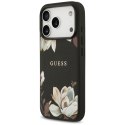 Etui Guess Grained Flowers Classic Logo MagSafe do iPhone 17 Pro czarny