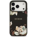 Etui Guess Grained Flowers Classic Logo MagSafe do iPhone 17 Pro czarny