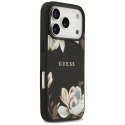 Etui Guess Grained Flowers Classic Logo MagSafe do iPhone 17 Pro czarny
