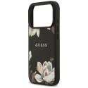 Etui Guess Grained Flowers Classic Logo MagSafe do iPhone 17 Pro czarny