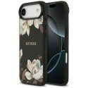 Etui Guess Grained Flowers Classic Logo MagSafe do iPhone Air czarny