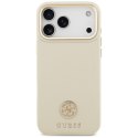 Etui Guess Grained Strass Logo MagSafe do iPhone 17 Pro Max beżowy