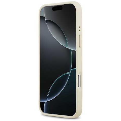 Etui Guess Grained Strass Logo MagSafe do iPhone 17 Pro Max beżowy