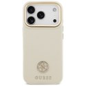 Etui Guess Grained Strass Logo MagSafe do iPhone 17 Pro beżowy