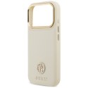 Etui Guess Grained Strass Logo MagSafe do iPhone 17 Pro beżowy