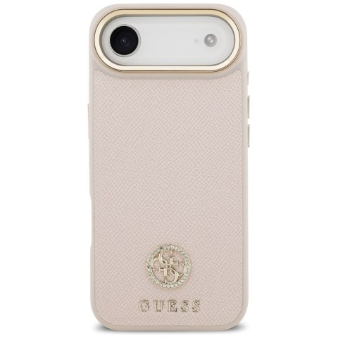 Etui Guess Grained Strass Logo MagSafe do iPhone Air różowy