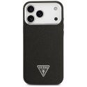 Etui Guess Grained Triangle Logo MagSafe do iPhone 17 Pro Max czarny