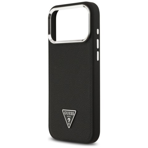 Etui Guess Grained Triangle Logo MagSafe do iPhone 17 Pro Max czarny
