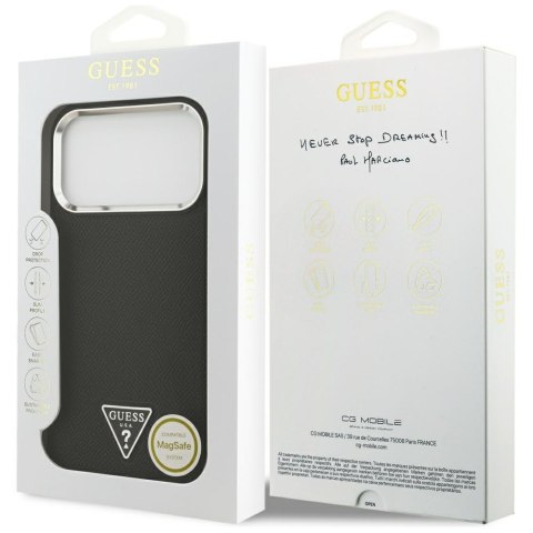 Etui Guess Grained Triangle Logo MagSafe do iPhone 17 Pro Max czarny