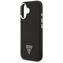 Etui Guess Grained Triangle Logo MagSafe do iPhone 17 czarny