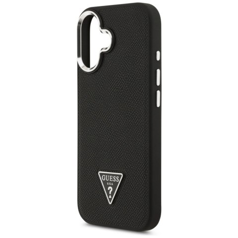 Etui Guess Grained Triangle Logo MagSafe do iPhone 17 czarny