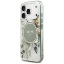 Etui Guess IML Flower & Tonal Circle MagSafe do iPhone 17 Pro Max zielony