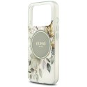 Etui Guess IML Flower & Tonal Circle MagSafe do iPhone 17 Pro Max zielony