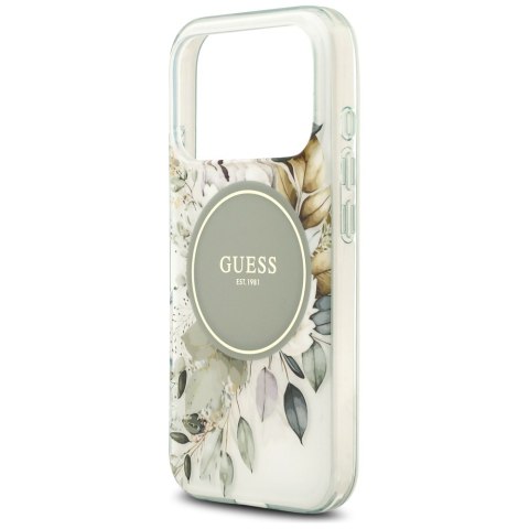 Etui Guess IML Flower & Tonal Circle MagSafe do iPhone 17 Pro Max zielony