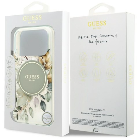 Etui Guess IML Flower & Tonal Circle MagSafe do iPhone 17 Pro Max zielony