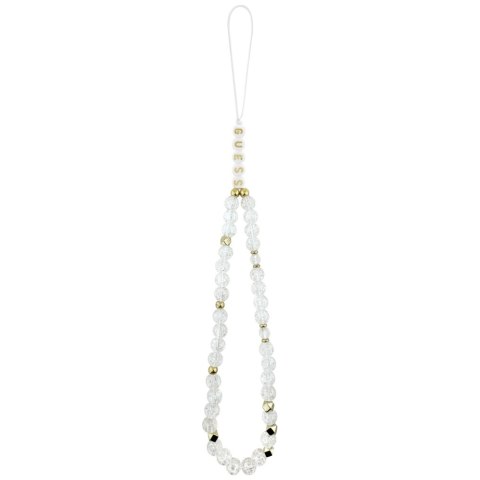 Etui Guess IML Flowers Electro Pearl Strap MagSafe do iPhone 17 Pro Max biały