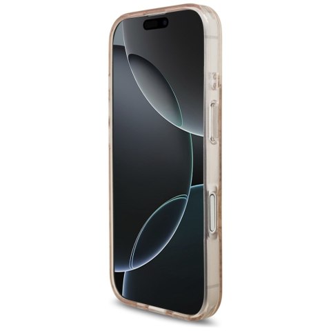 Etui Guess IML Flowers Electro Pearl Strap MagSafe do iPhone 17 różowy