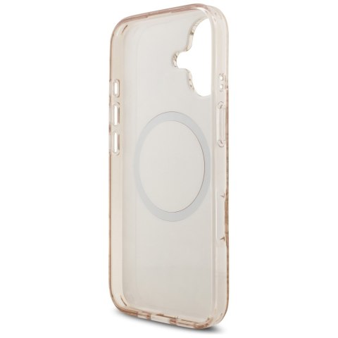 Etui Guess IML Flowers Electro Pearl Strap MagSafe do iPhone 17 różowy