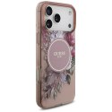 Etui Guess IML Flowers Pearl Strap MagSafe do iPhone 17 Pro Max różowy
