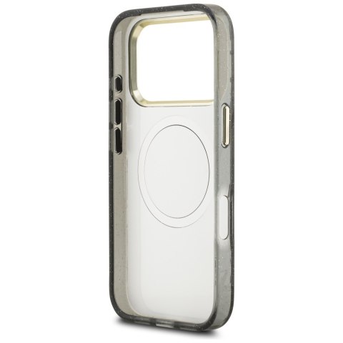 Etui Guess IML Glitter Flowers Triangle MagSafe do iPhone 17 Pro czarny