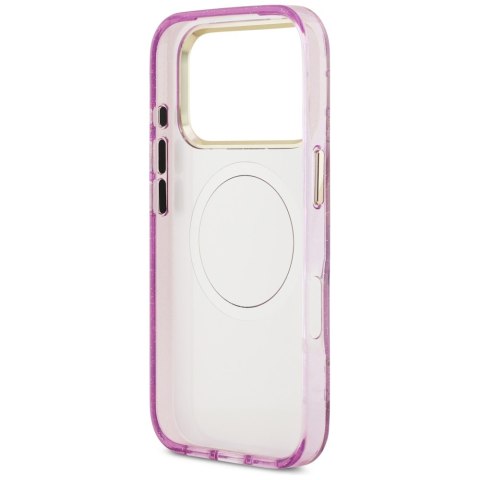 Etui Guess IML Glitter Flowers Triangle MagSafe do iPhone 17 Pro fioletowy