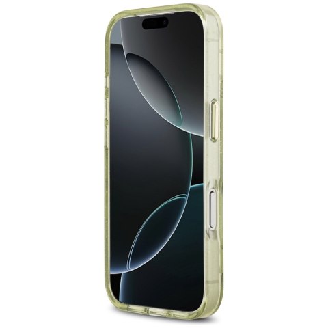 Etui Guess IML Glitter Flowers Triangle MagSafe do iPhone 17 Pro zielony