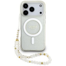 Etui Guess IML Glitter Pearl Strap MagSafe do iPhone 17 Pro Max przezroczysty