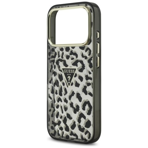 Etui Guess Leopard Glitter MagSafe do iPhone 17 Pro Max czarny
