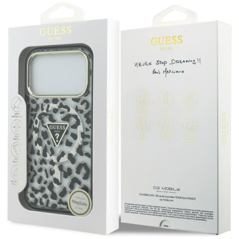 Etui Guess Leopard Glitter MagSafe do iPhone 17 Pro Max czarny