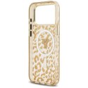 Etui Guess Leopard Glitter MagSafe do iPhone 17 Pro brązowy
