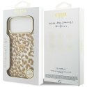 Etui Guess Leopard Glitter MagSafe do iPhone 17 Pro brązowy