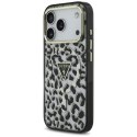 Etui Guess Leopard Glitter MagSafe do iPhone 17 Pro czarny