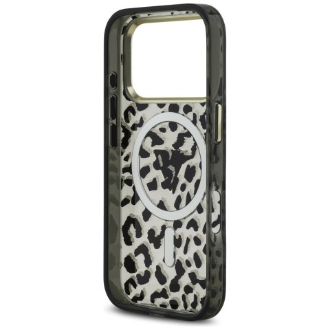 Etui Guess Leopard Glitter MagSafe do iPhone 17 Pro czarny