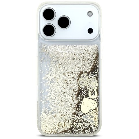 Etui Guess Liq. Glitter 4 Charms do iPhone 17 Pro złoty